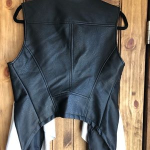 Black and Gray Faux Leather Vest